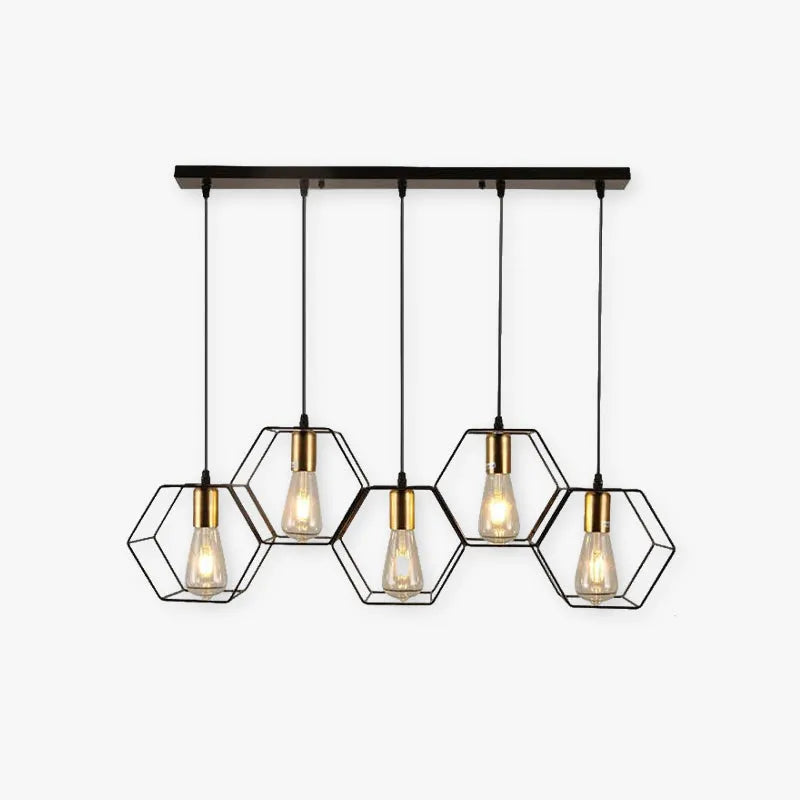 Rustic Hexagonal Pendant Light | Black | Model A/B/C/D