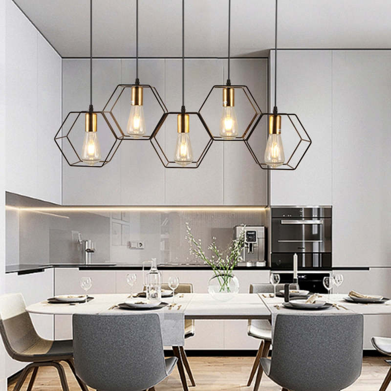 Rustic Hexagonal Pendant Light | Black | Model A/B/C/D