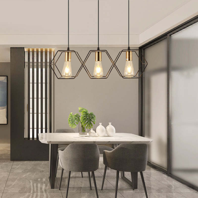 Rustic Hexagonal Pendant Light | Black | Model A/B/C/D