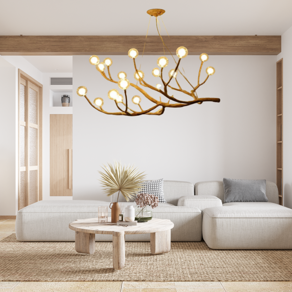 Rustic Elegance | Modern Chandelier Light with Glass Bubble Shades | Adjustable Height for Cozy Dining Ambiance