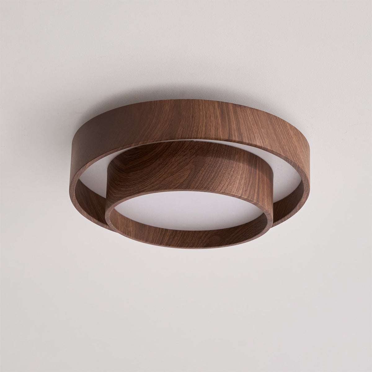 Muto Ceiling Light Double-Ring Walnut Color
