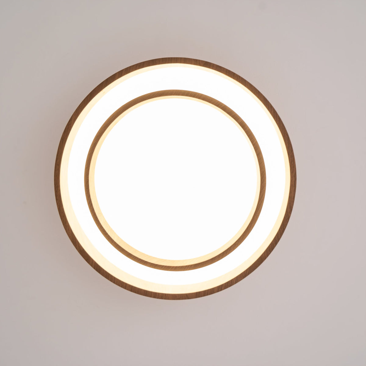 Muto Ceiling Light Double-Ring Walnut Color