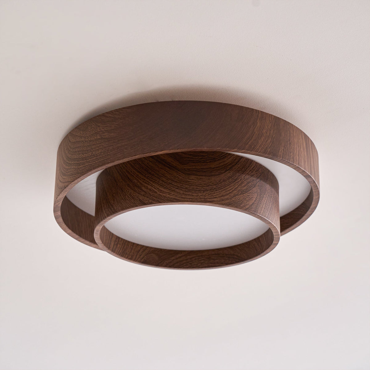 Muto Ceiling Light Double-Ring Walnut Color
