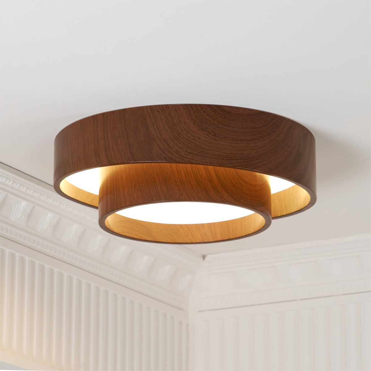 Muto Ceiling Light Double-Ring Walnut Color