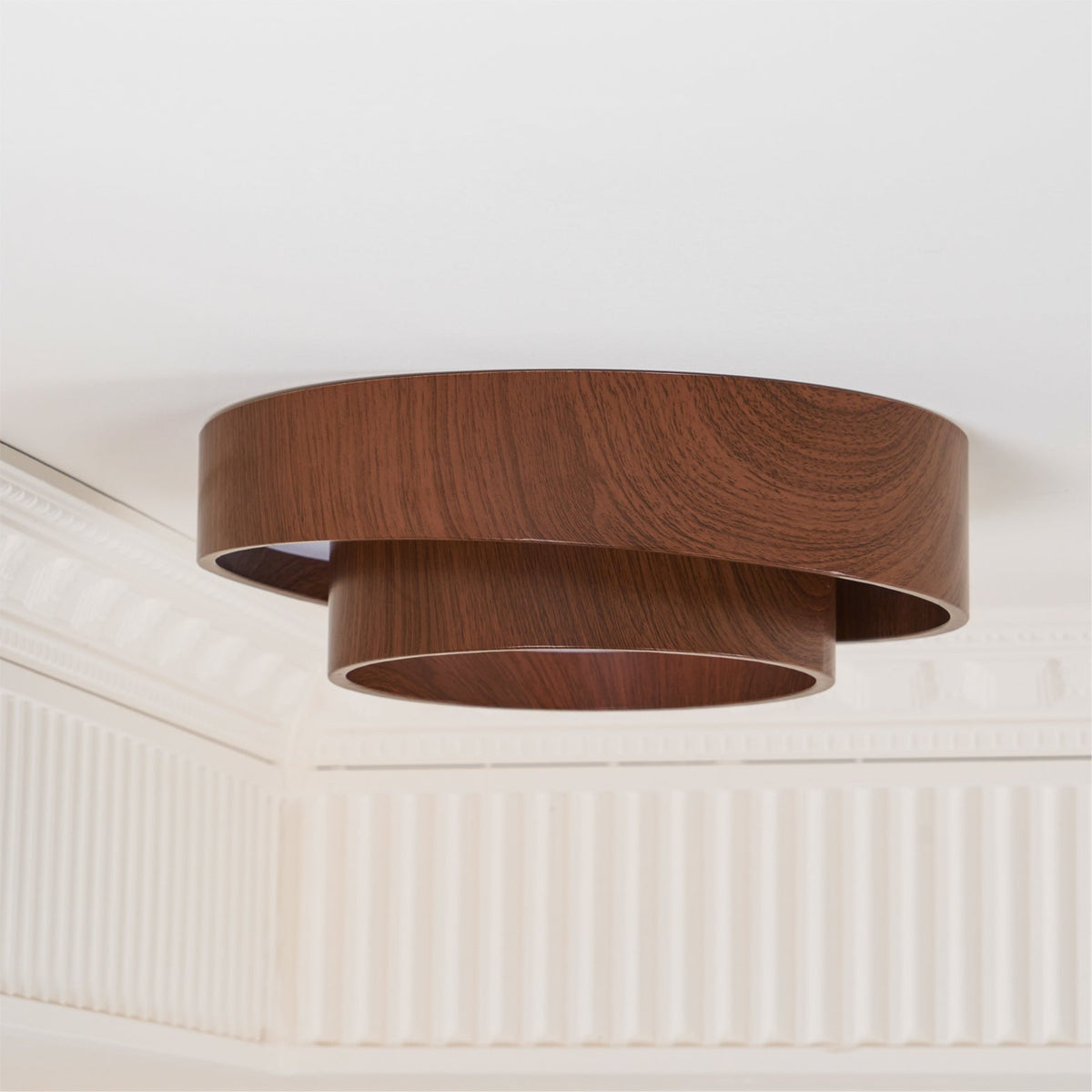 Muto Ceiling Light Double-Ring Walnut Color