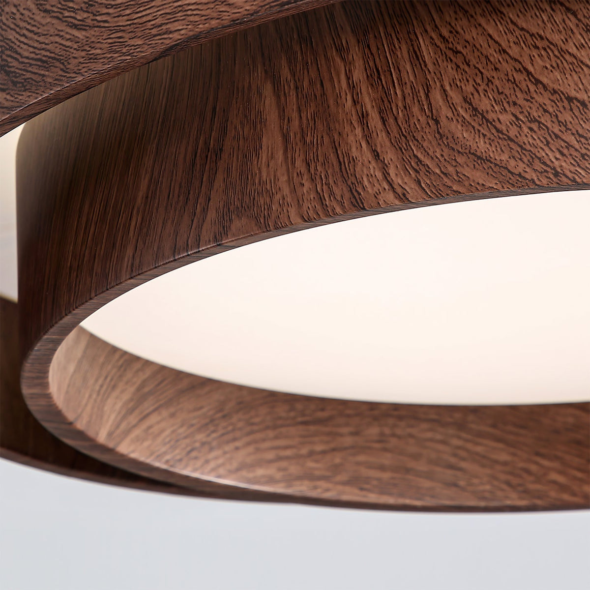 Muto Double-Ring Walnut Ceiling Light lit