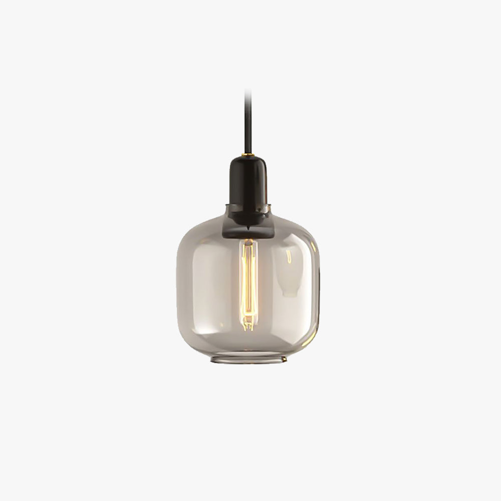 Valentina Marble & Glass Cylinder Pendant Light | 11cm/17cm | Amber or Smoke Grey