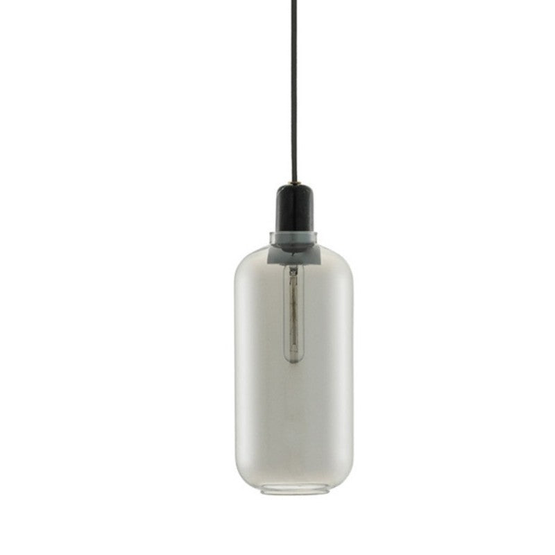 Valentina Marble & Glass Cylinder Pendant Light | 11cm/17cm | Amber or Smoke Grey
