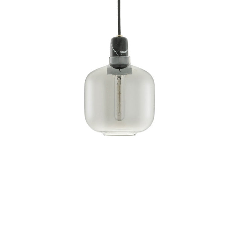 Valentina Marble & Glass Cylinder Pendant Light | 11cm/17cm | Amber or Smoke Grey