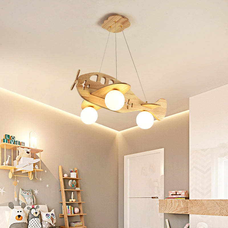 Vintage Airplane Wood Pendant Light | Warm/Cold White LED