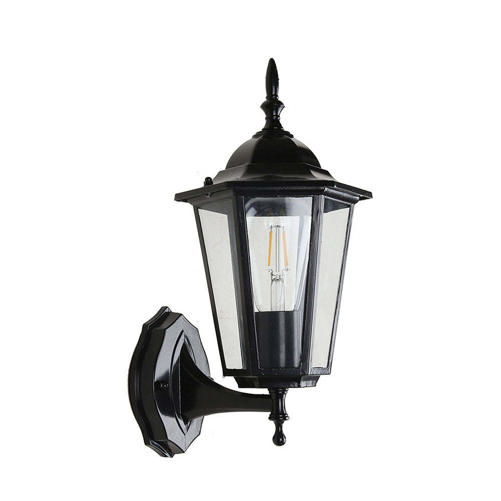 Retro Glass Outdoor Wall Light | Black/Brass