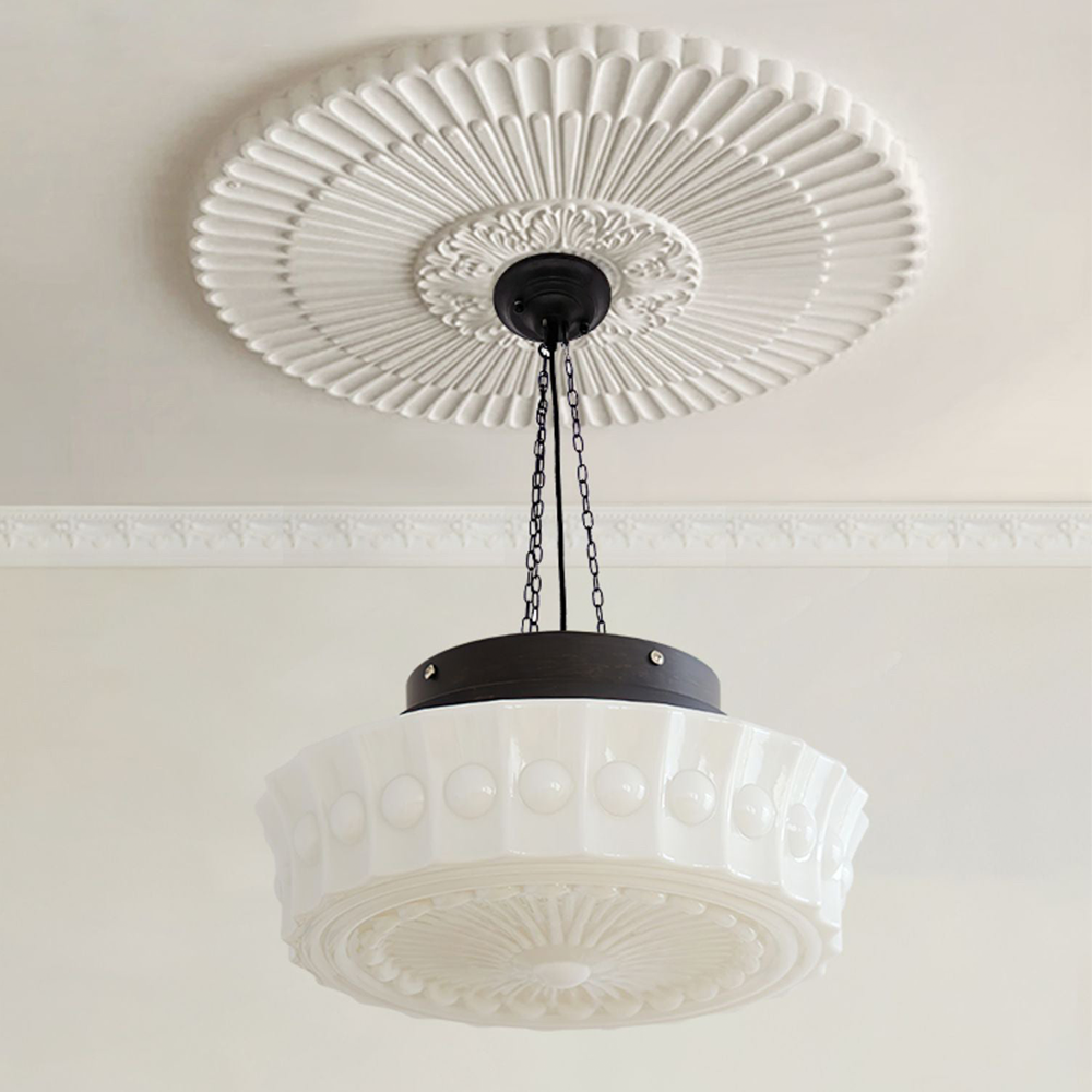 Valentina Vintage Dome Glass Pendant Light | White/Beige