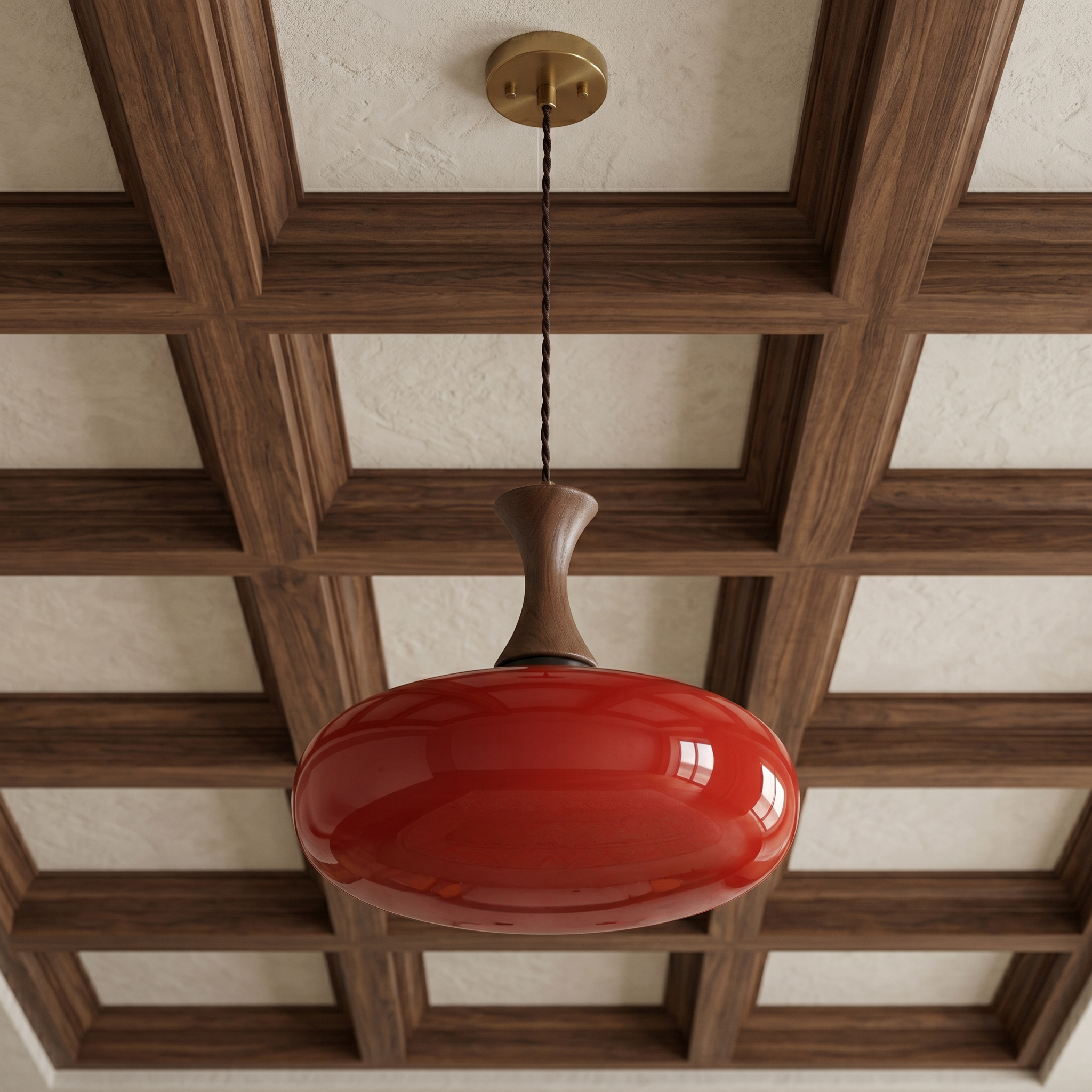 Vintage Plug-In Pendant Light | Dia28xH24cm | Brown/White/Red