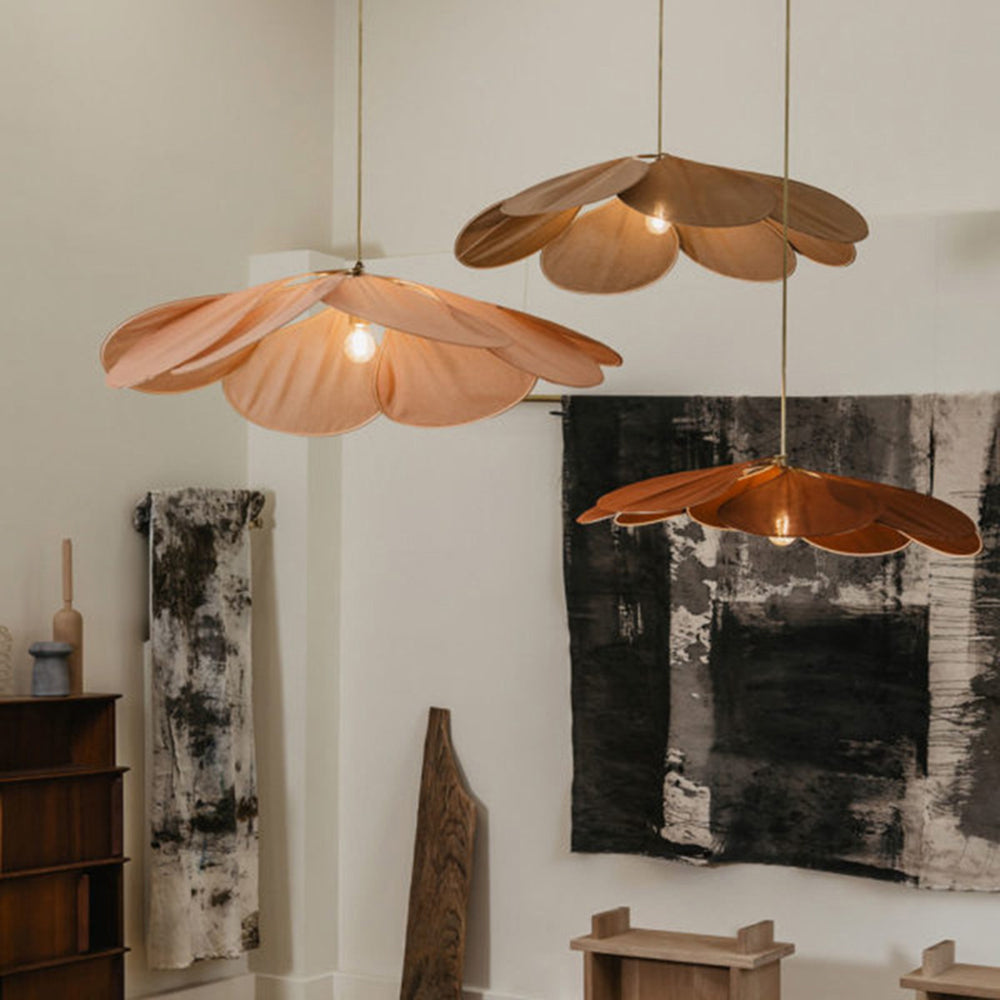 Ritta Vintage Rustic Fabric Pendant Light | Dia50/60cm | White/Brown