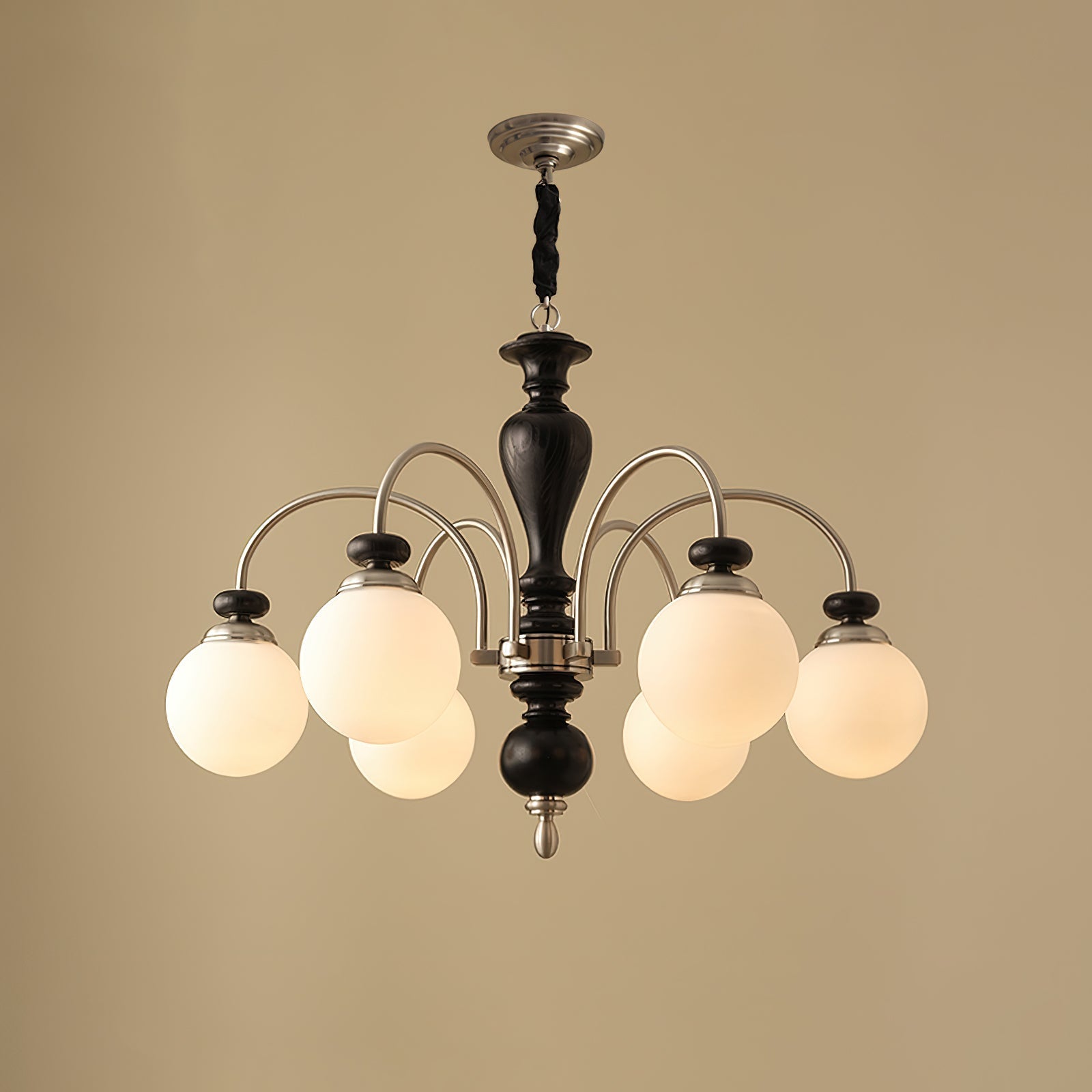Solara Chandelier - 6 Heads Black Chrome