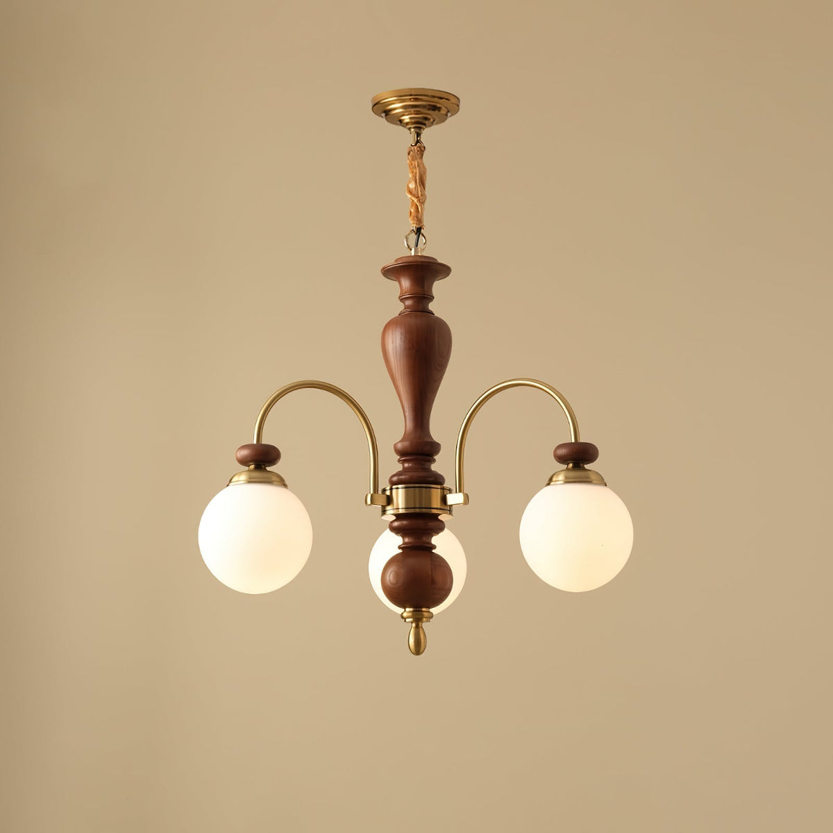 Solara Chandelier - 3 Heads Walnut Gold