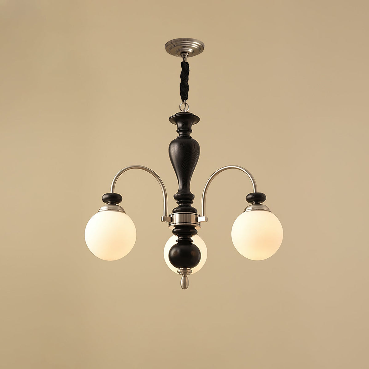Solara Chandelier - 3 Heads Black Chrome