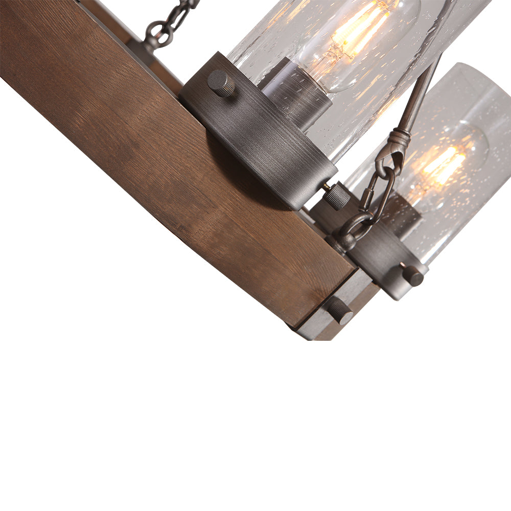 6-Light Wooden Wagon Wheel Light