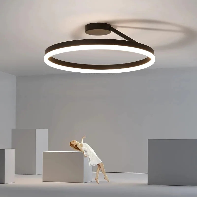 Arisha Modern Circle Flush Mount Ceiling Light, Metal & Acrylic | Black or White