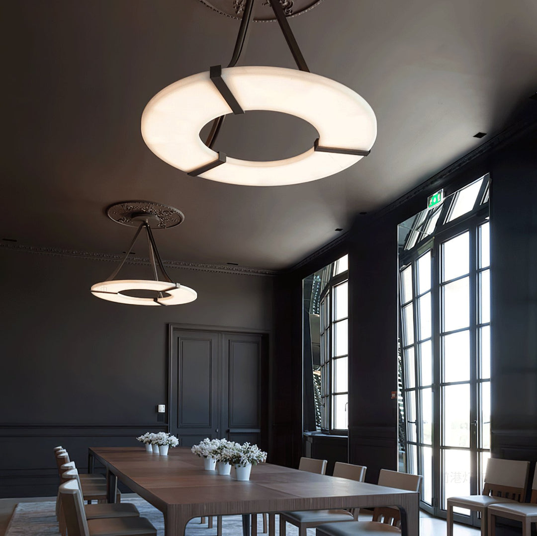 Jade circular pendant light detail