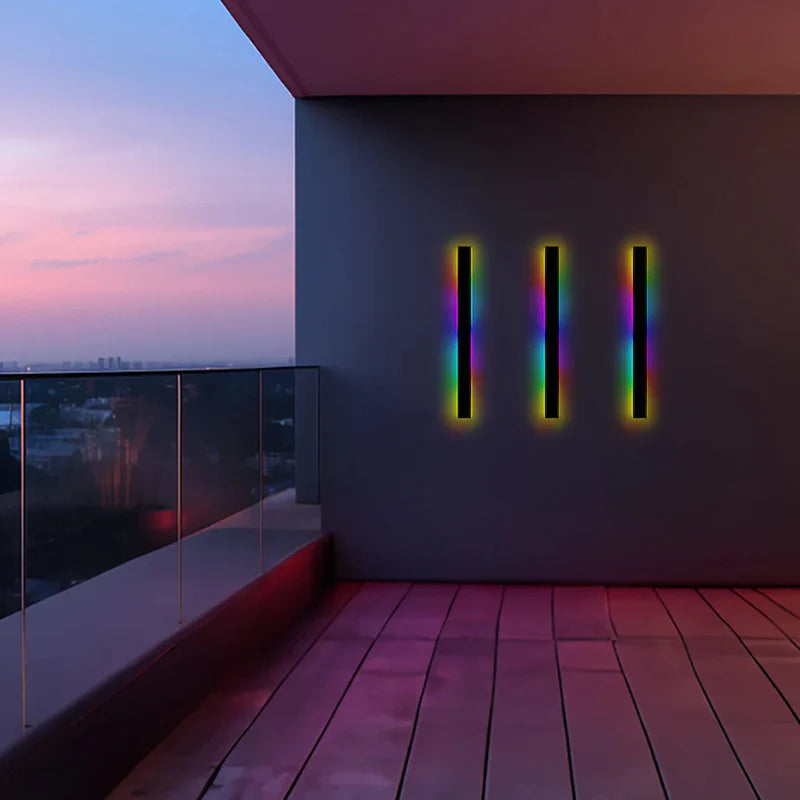 Edge Black Minimalist Linear Outdoor Wall Light