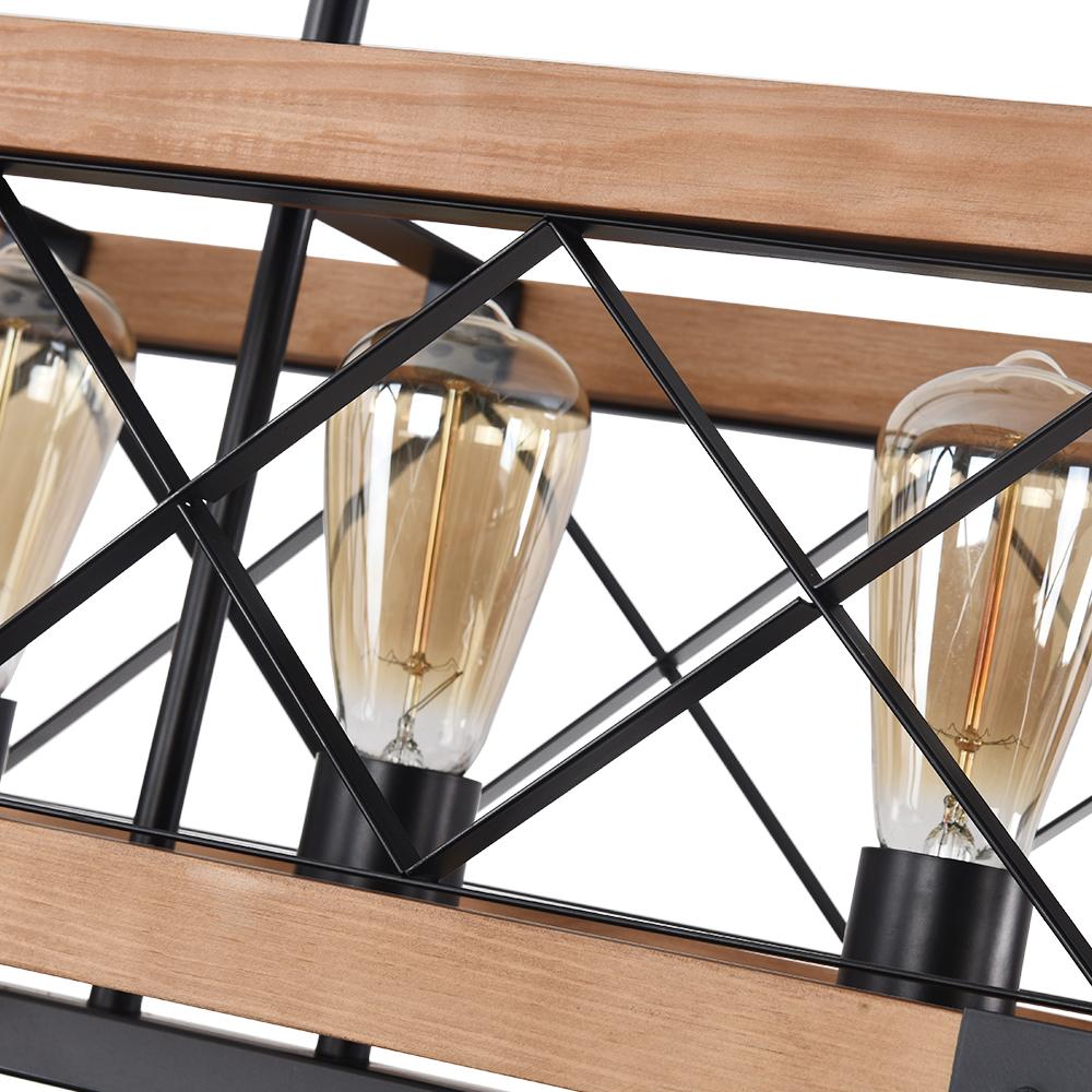 5-Light Wooden Rectangular Chandelier