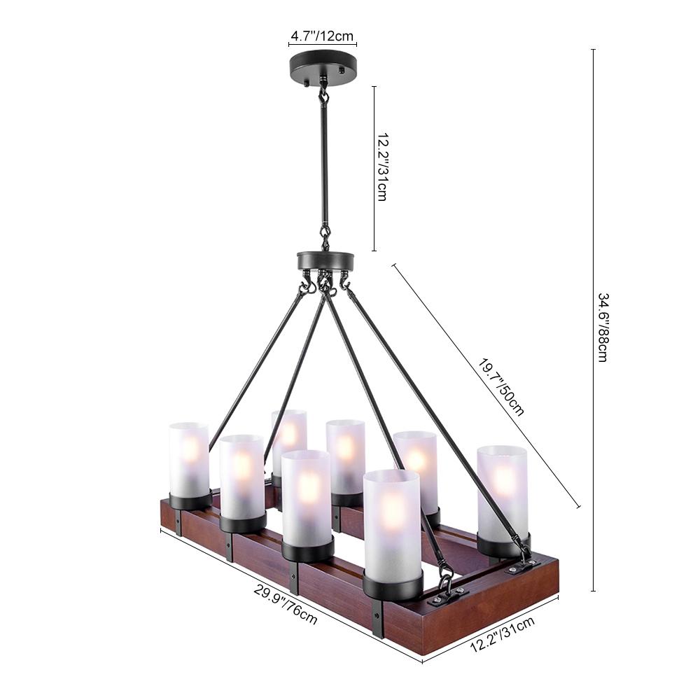 8-Light Black Wood Farmhouse Chandelier