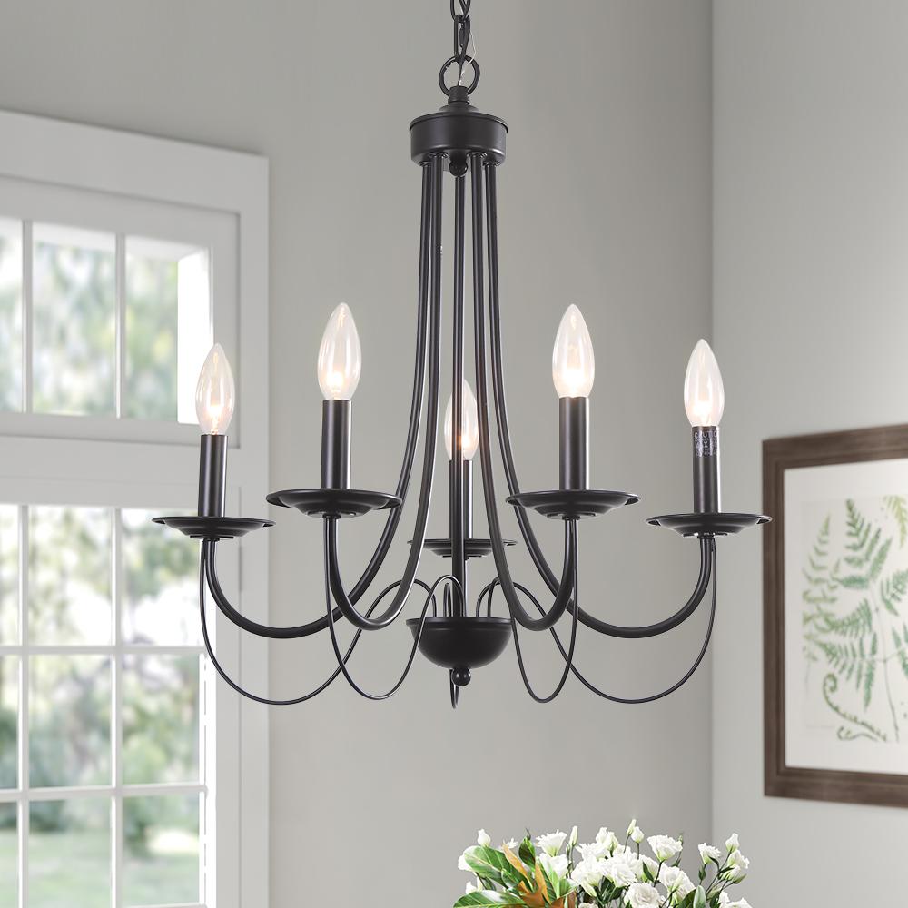 5-Light Candle Style Metal Chandelier
