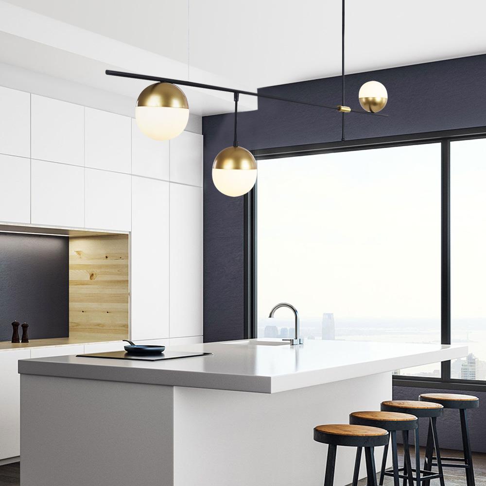 3-Light Glass Globe Linear Chandelier