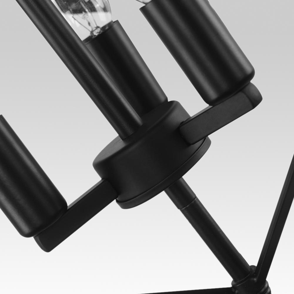 3-Light Black Geometric Candle Chandelier