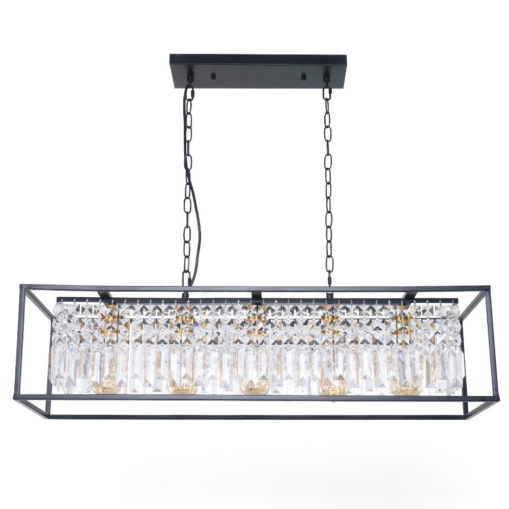 5-Light Crystal Rectangular Chandelier