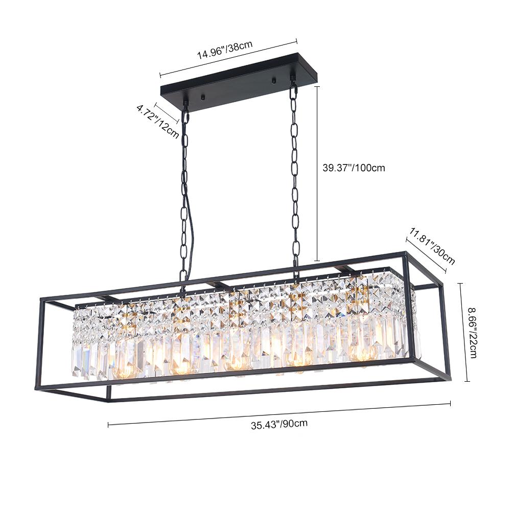 5-Light Crystal Rectangular Chandelier