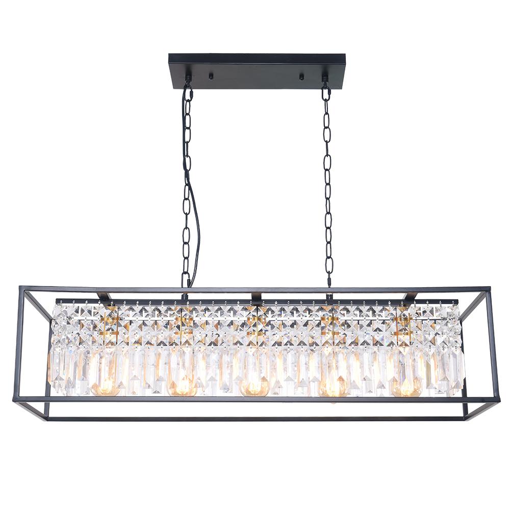 5-Light Crystal Rectangular Chandelier