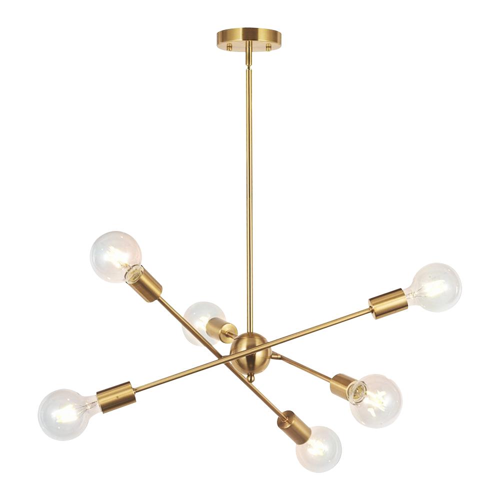 6-Light Brass Sputnik Chandelier