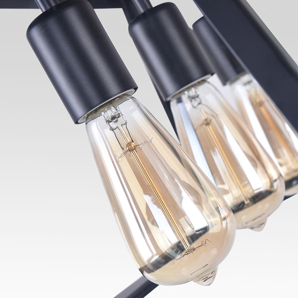 3-Light Black Rectangular Geometric Chandelier