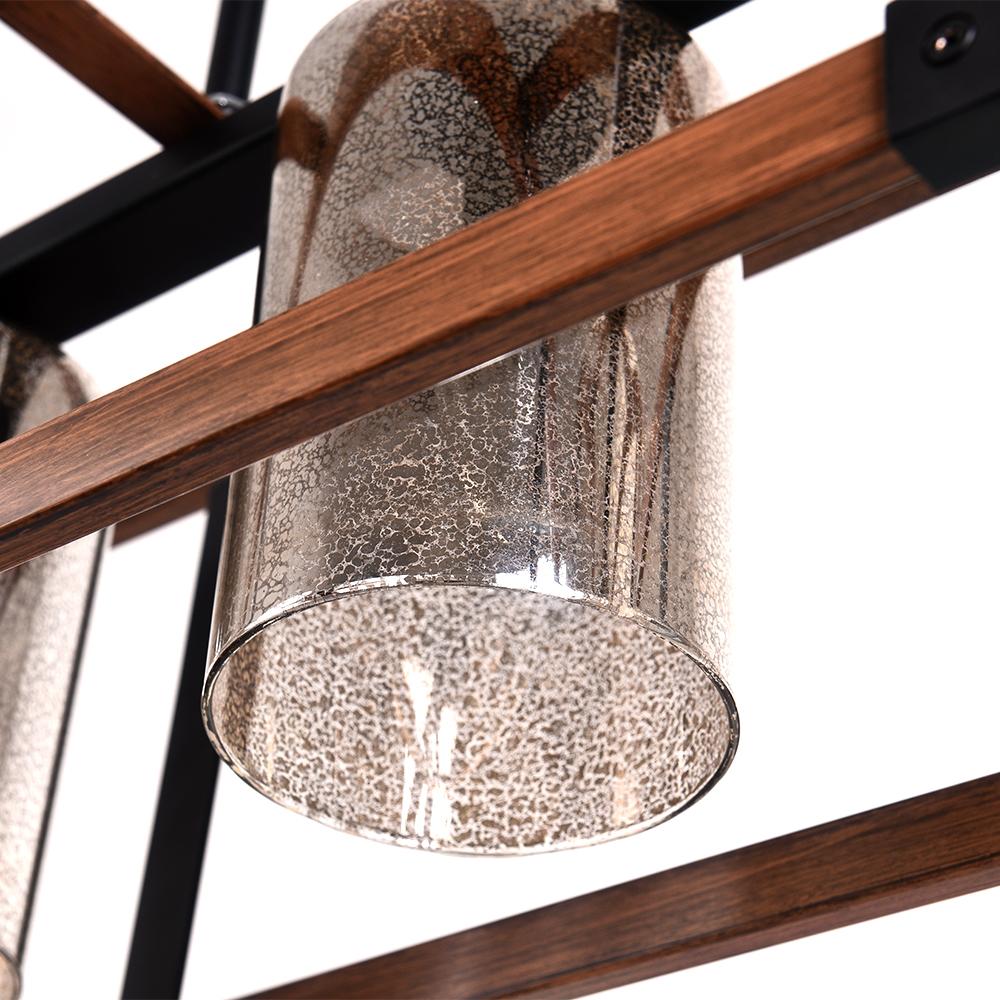 5-Light Black Rectangular Glass Chandelier