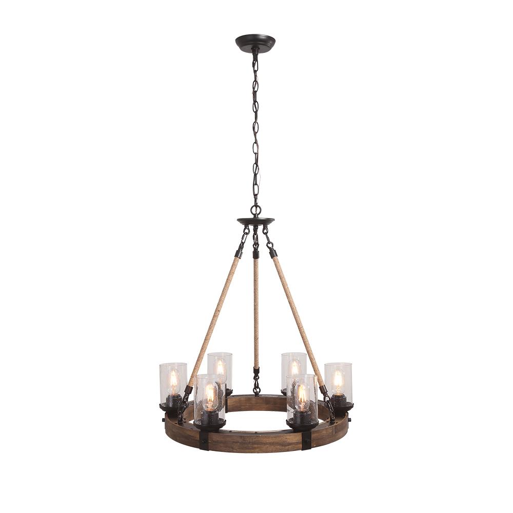 6-Light Farmhouse Wagon Wheel Chandelier