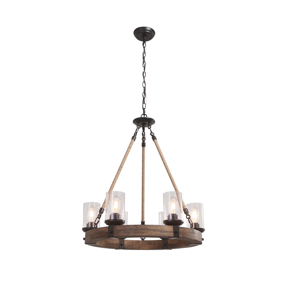 6-Light Farmhouse Wagon Wheel Chandelier