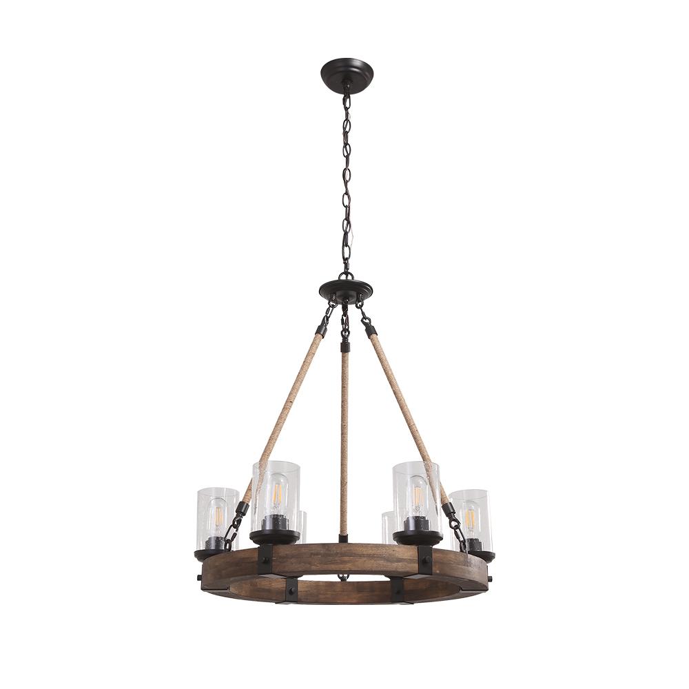6-Light Farmhouse Wagon Wheel Chandelier