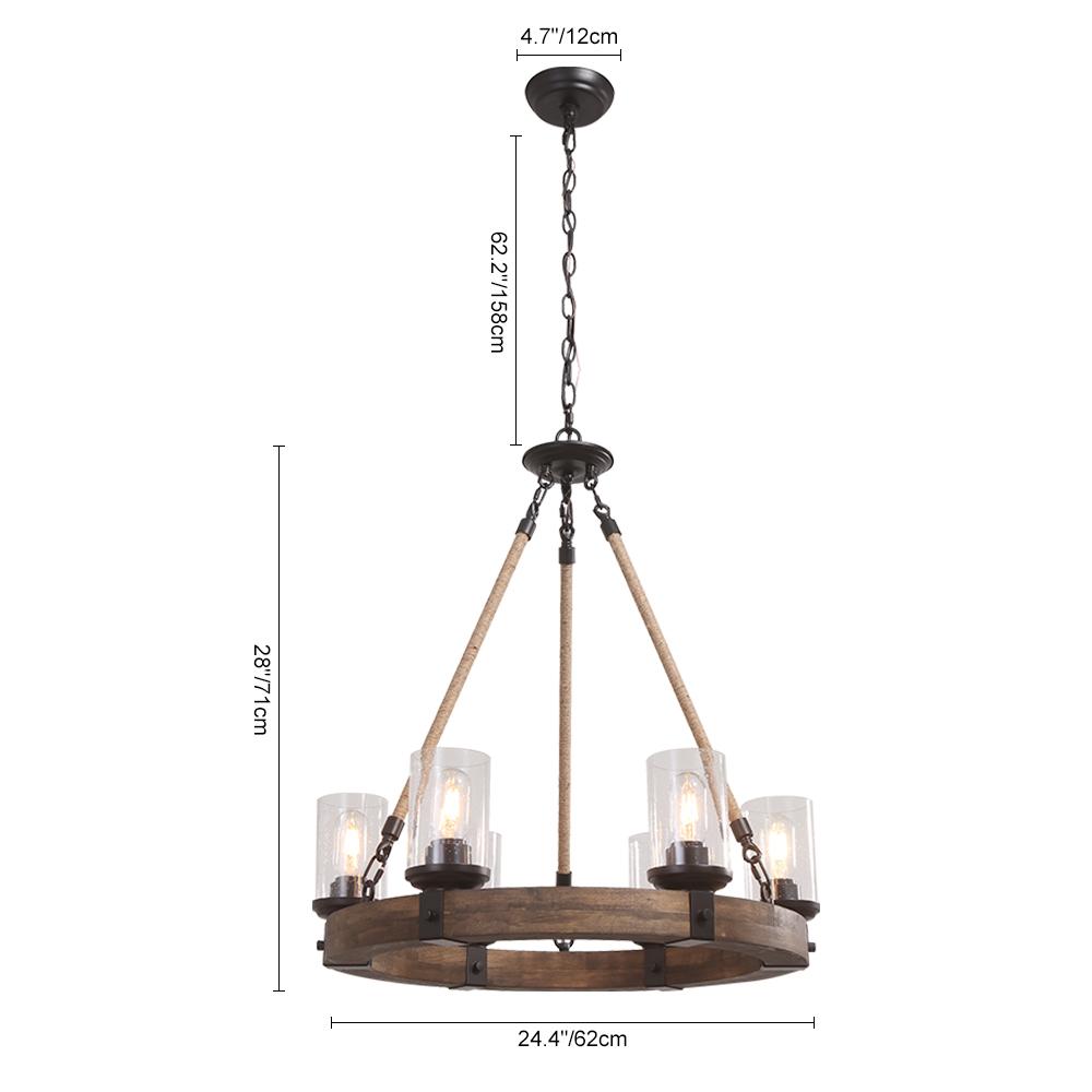 6-Light Farmhouse Wagon Wheel Chandelier