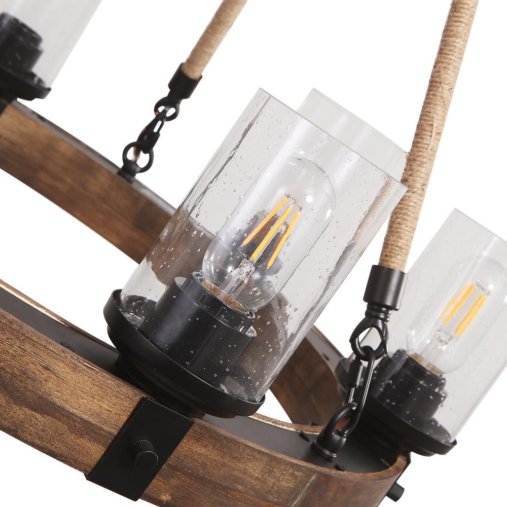 6-Light Farmhouse Wagon Wheel Chandelier