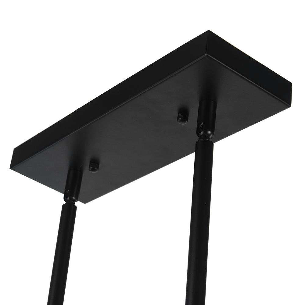 6-Light Black Wooden Rectangular Chandelier
