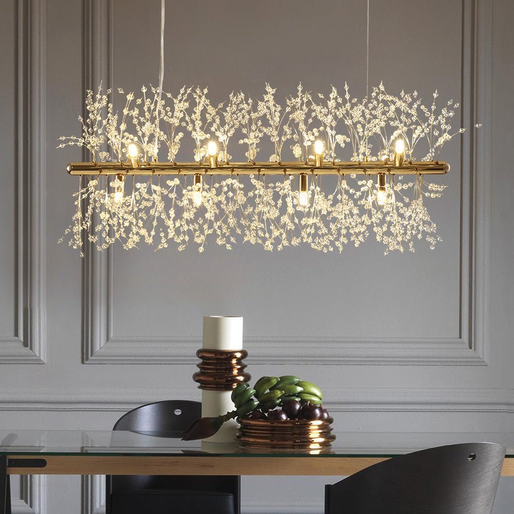 12-Light Crystal Linear Chandelier | 2 Colours