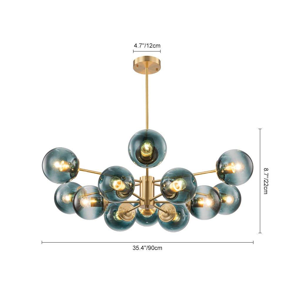 12-Light Gradient Blue Sputnik Bubble Chandelier