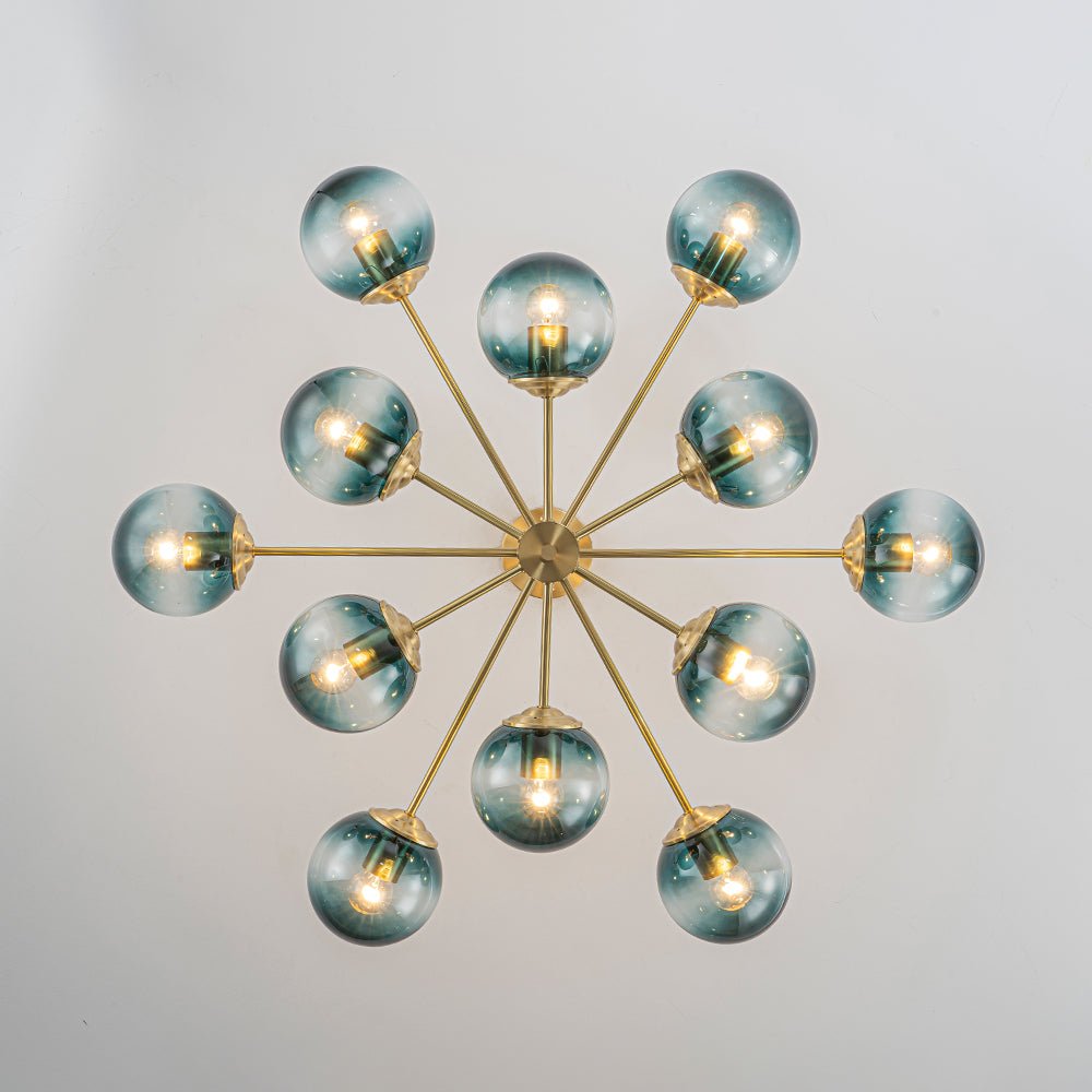 12-Light Gradient Blue Sputnik Bubble Chandelier