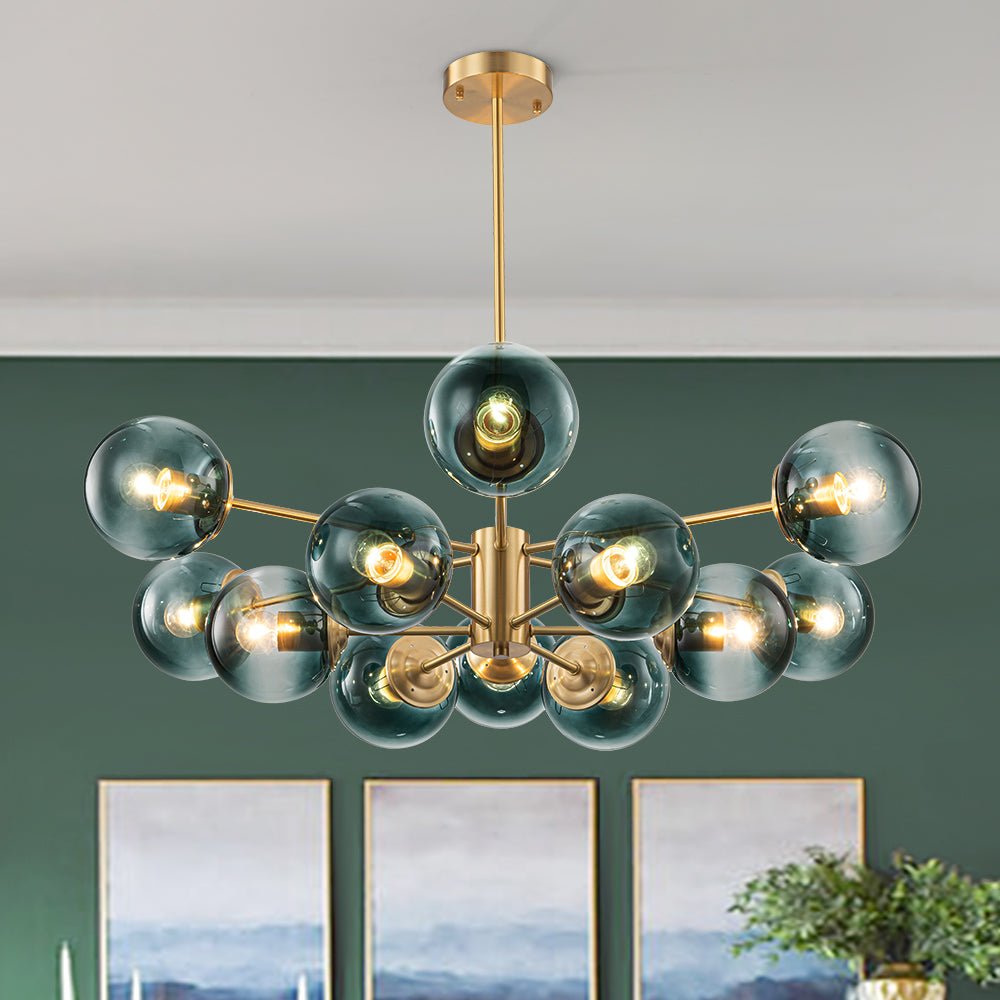 12-Light Gradient Blue Sputnik Bubble Chandelier
