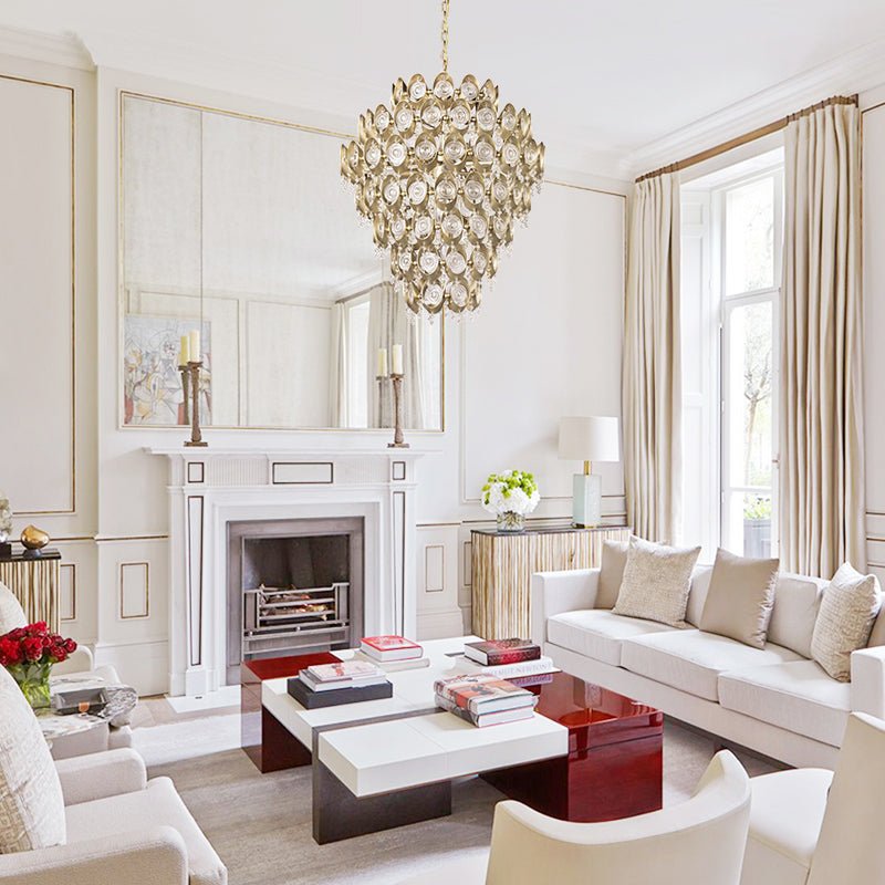 12-Light Antiqued Brass Crystal Chandelier