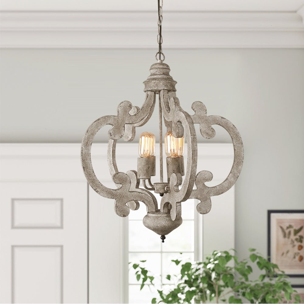 4-Light Distressed Wood Farmhouse Chandelier