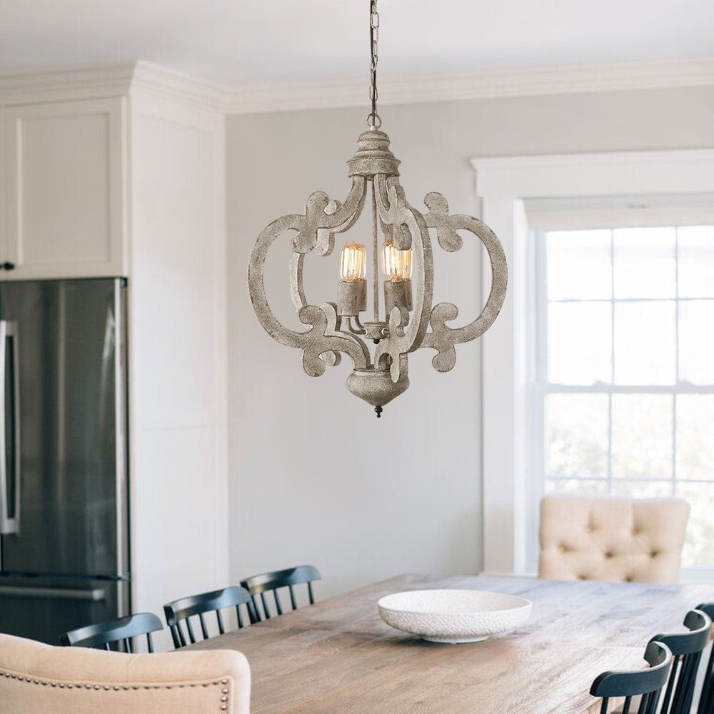 4-Light Distressed Wood Farmhouse Chandelier