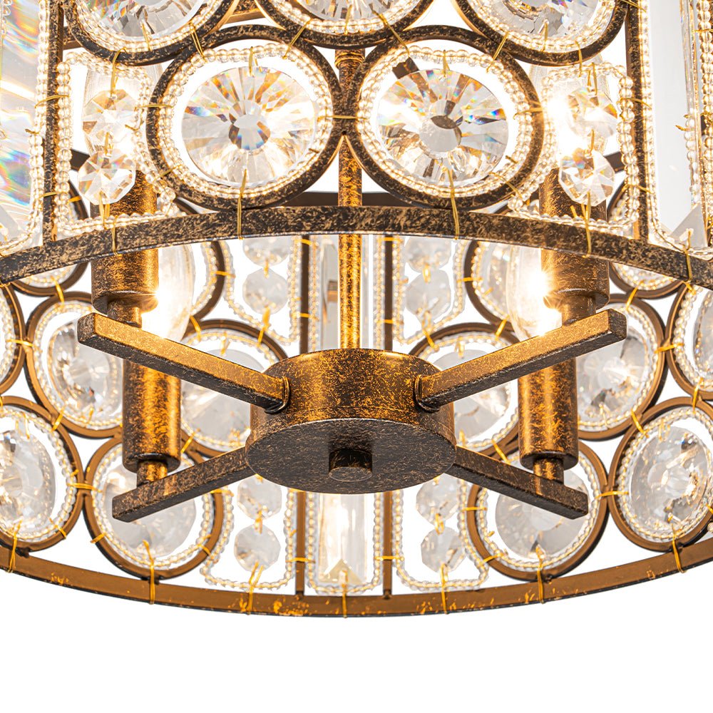 4-Light Vintage Crystal Drum Shade Chandelier